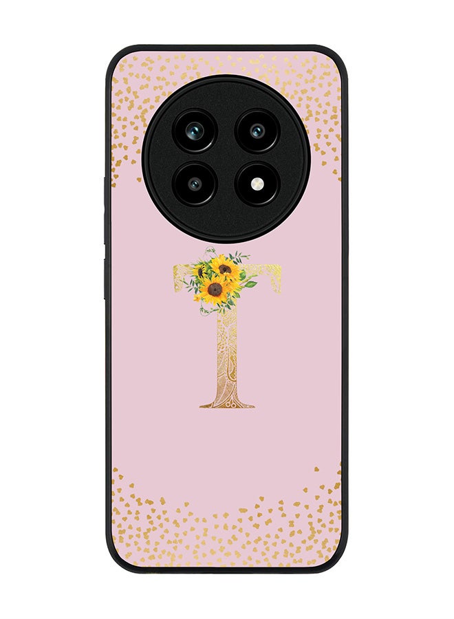 For Realme 13 Pro / 13 Pro+ Case,Slim fit Camera Protection, Shockproof Thin Phone cover  - Custom Floral Monogram - T  (Pink )